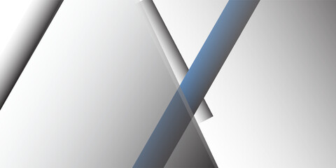 White and blue modern abstract wide banner with geometric shapes. White and blue abstract background. Vector illustration