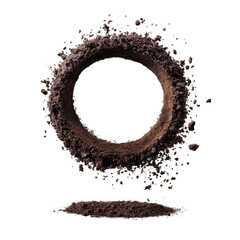 Flying Soil Forming Ring Shape Isolated on White Background