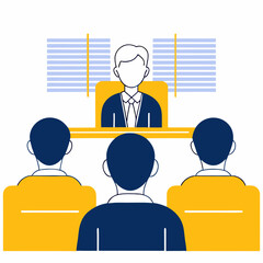 Business meeting with a speaker in front of three engaged listeners