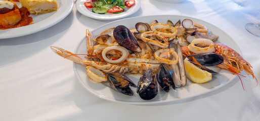 Barbecue Seafood, Spanish Cuisine, Spanish Gastronomy, Spain, Europe.