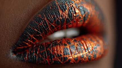 Fiery Lava Lips Closeup Macro Beauty Shot.