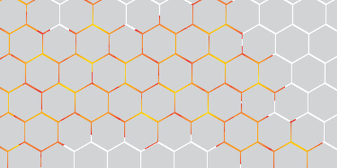 Abstract Hexagon white and orange background , orange light and shadow. Abstract background design with white hexagon and orange light. Abstract. Hexagon. Vector