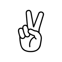 Fototapeta premium Hand making peace sign icon in minimalist style 