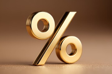 Golden percentage symbol standing prominently against a soft gradient background representing finance insights and economic growth through metrics visualizing investment potential