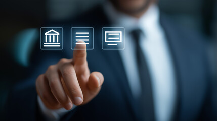 Professional Legal Compliance Office with Virtual Screen Interaction