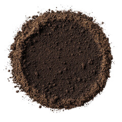 Top View of Brown Soil Texture Isolated on White Background