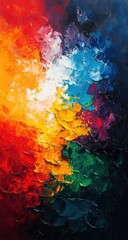 Abstract Colorful Oil Painting.