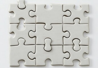 Fototapeta premium White jigsaw puzzle pieces, isolated on a white background