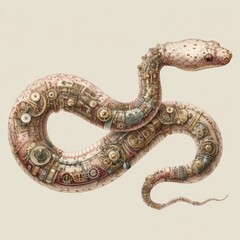 Naklejka premium A detailed illustration of a mechanical snake.