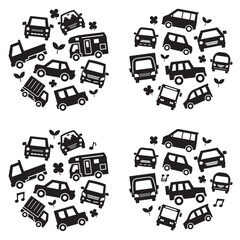 circle icon gallery of various car - silhouette medium size version - environmentally-friendly image