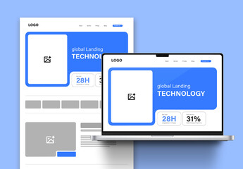 Cutting Edge Technology Website Landing Wireframe Layout Design