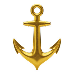 Golden anchor symbol isolated on transparent background