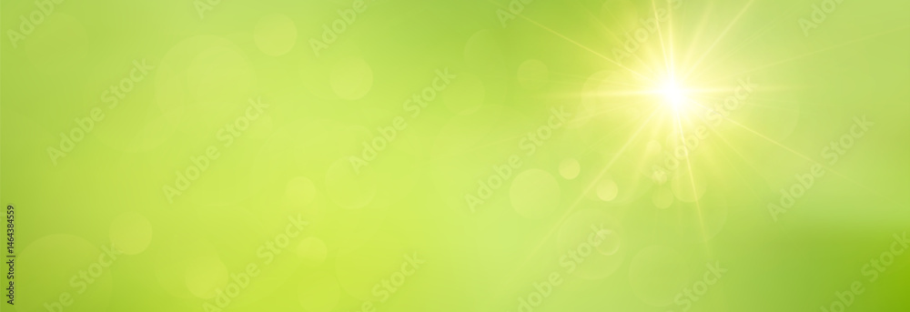 Aufkleber Bokeh Background on Green Summer Backdrop with Soft Blur and Light Effect. Fresh Natural Abstract Overlay with Glowing Circles and Sunlight Particles for Seasonal or Eco Design Projects