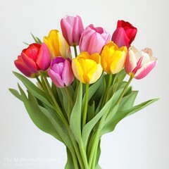 Fototapeta premium Colorful tulip bouquet showcasing plant biology