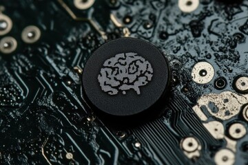 Circuit board with brain icon