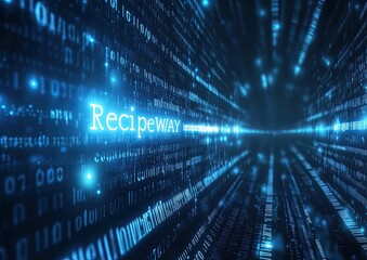 Fototapeta premium Digital pathway, glowing code, leading to 