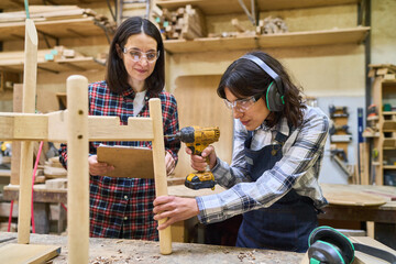 Teamwork and skill development in a busy lumberyard workshop