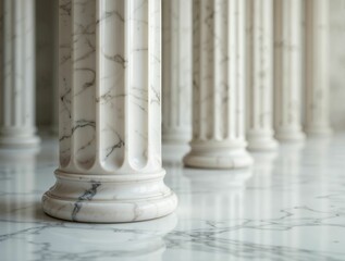 Detailed Veining in White Marble Columns - Close-Up Texture