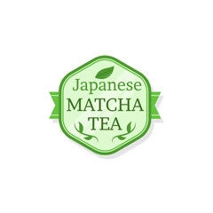 Matcha Tea badge icon logo flat vector design