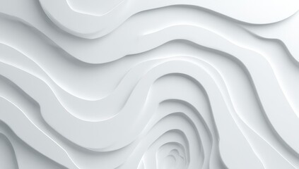Obraz premium Abstract layered white paper shapes create a flowing, topographic pattern with soft shadows and curved lines.