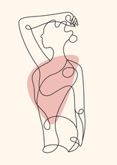 line art woman portrait, vector illustration, abstract minimalist A3 poster print design