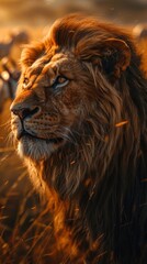 Fototapeta premium Lion that is standing in the grass