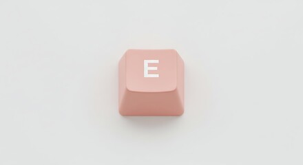 Single Pink Keyboard Key: 'E' Keycap Close-Up
