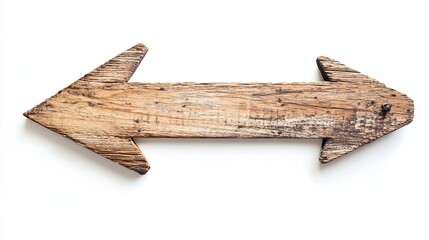 Wooden arrow signpost on white background, clean and simple design, conveying direction and clarity.