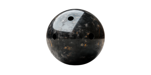 Bowling Ball With Three Finger Holes. Sports Equipment For Bowling Enthusiasts Isolated On Transparent Background
