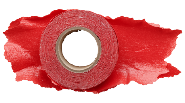 roll of red tape isolated on white background