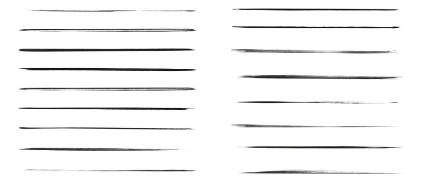 Set of artistic pen brushes.Doodles, ink brushes.Set of vector grunge brushes. Collection of strokes of markers. Set of wavy horizontal lines	