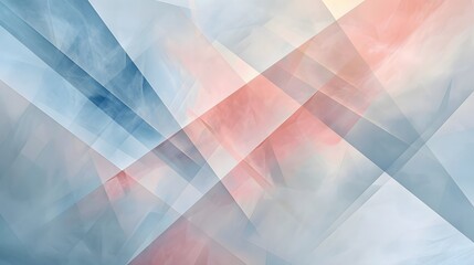 Abstract rendering of geometric shapes in soft blue, peach, and white hues.
