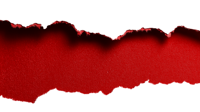 red torn paper  isolated on white background