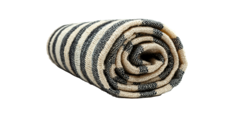 Rolled Striped Wool Blanket. Cozy Home Decor And Comfort Essentials Isolated On Transparent Background