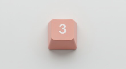 Single Peach-Colored Mechanical Keyboard Keycap Number 3