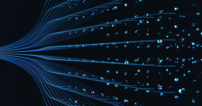 Digital Animation with Glowing Blue Lines and Nodes Making a Network with Pathways that Intersect. Visualization of AI Connectivity and Data Flow in a Futuristic Technological Concept