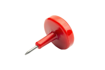 Red push pin element isolated on white background suitable for maps memos or notice board graphics