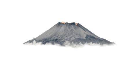 Volcanic Eruption With Smoke And Ash. Natural Disaster And Geology Concept Isolated On Transparent Background