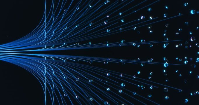 Artificial Intelligence Concept with Digital Animation of Glowing Blue Lines, Nodes and Pathways Interconnecting in a Futuristic Data Flow. Computing Network Visualization with Technological Graphics