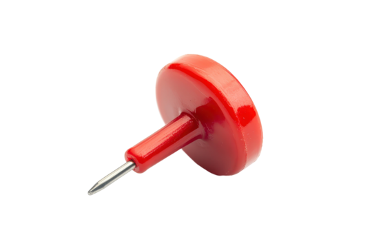 Red push pin element isolated on white background suitable for maps memos or notice board graphics