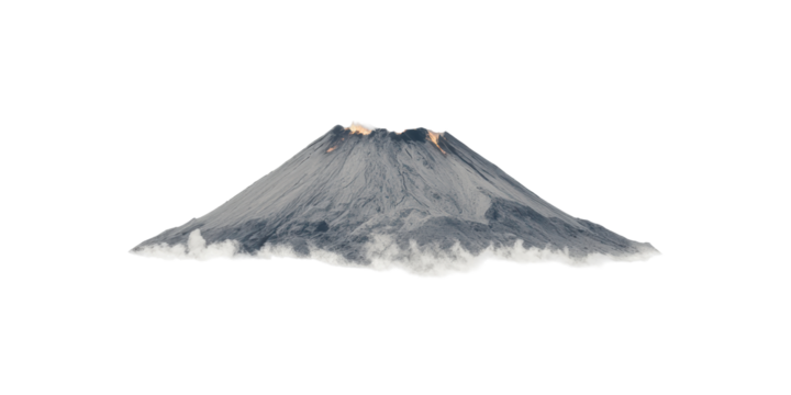 Volcanic Eruption With Smoke And Ash. Natural Disaster And Geology Concept Isolated On Transparent Background