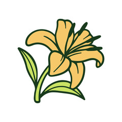 A cute cartoon lily flower vector illustration