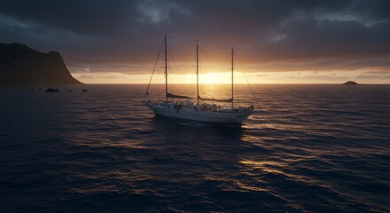 Fototapeta premium Sailing Yacht at Sunset