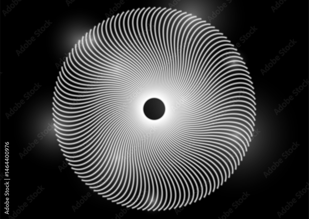 Aufkleber White spiral twisted circular lines abstract futuristic tech background. Vector minimal art design