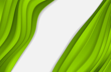 Naklejka premium Bright green smooth waves minimal abstract elegant background. Vector corporate paper wavy curves design
