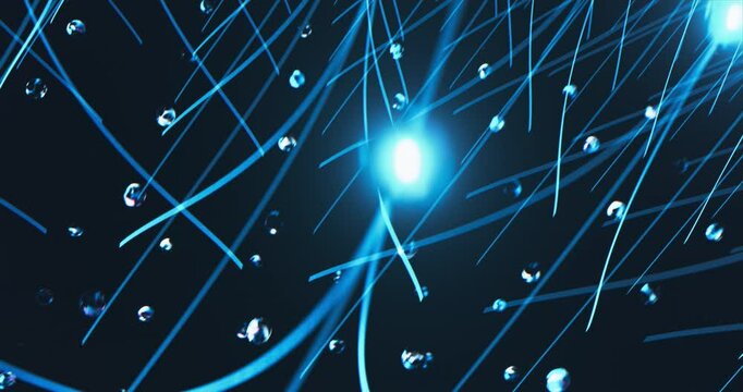 Neon Blue Lines and Nodes Weave a Complex Artificial Intelligence Network, Building a Digital Connected Cloud Computing Infrastructure, Cyber LLM Machine Learning Architecture Model