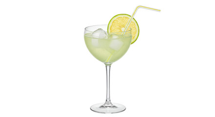Isolated Cocktail Glass with Lime