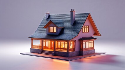 This residential building illustration depicts a small house under construction, ideal for a real estate business or new home property sale