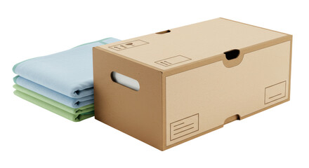 Isolated Cardboard Box with Textile