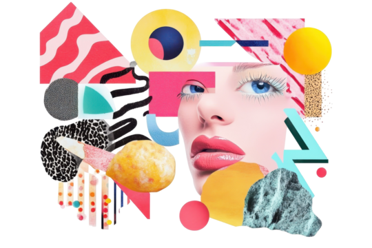 Bright retro collage emotions set isolated on white background for pop art and expressive visual content